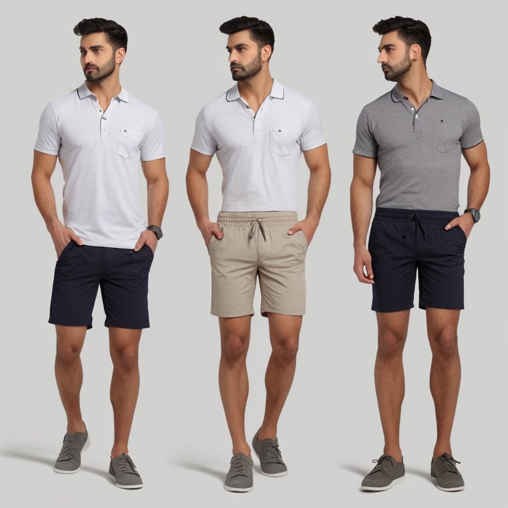 Combo of 4 Men's Stretchable Cotton Shorts